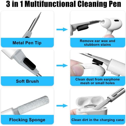 [3 Pairs] Replacement Ear Tips for AirPods Pro and AirPods Pro 2nd Generation with Noise Reduction Hole, 3 in 1 Cleaner Kit for AirPods 1 2 3 Pro/Pro 2, Silicone Ear Tips for AirPods Pro (S/M/L)