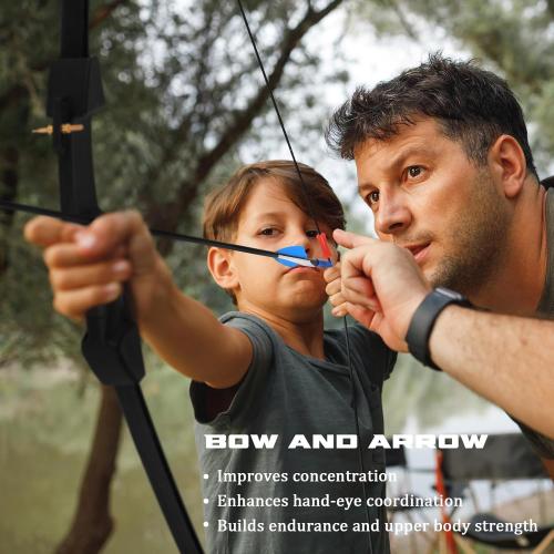 45 Bow and Arrow Set for Kids 8-12 & Teens, Youth Archery Set - Beginner Longbow Toy for Indoor & Outdoor Practice - Ideal Gift for Birthday, Christmas, Halloween