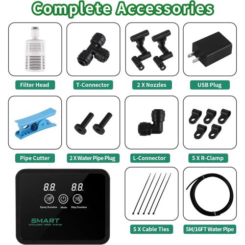 Reptile fogger Smart Spray System, Reptile Humidifiers Automatic with Timer, Reptile Mister with 360°Adjustable Misting Nozzles for Terrariums Amphibian Lizard Snake Frog Plants