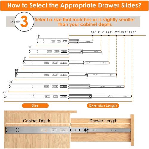 10 Pairs | Soft Close Drawer Slides 22 inch, HBL’ Heavy Duty Cabinet Drawer Slides Replacement - Ball Bearing Full Extension, 200 LB Capacity, Made of Cold-Rolled Steel, Rust-Resistant & Long-Lasting.
