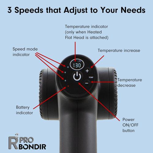 R2pro Massage Gun with Heated Head, 6X Heads, Extension Handle, Articulating Arm - Powerful High Intensity Deep Tissue Massager for Back, Neck, Legs, Whole Body, Muscle Recovery, Rechargeable
