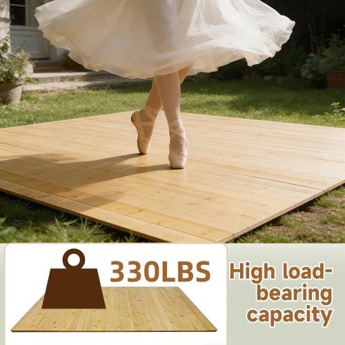 Tap Dance Floor for Any Surface, 48x38.5 Bamboo Portable Non-Slip Practice Surface with Storage Bag, Noise Reduction for Home & Studio Use