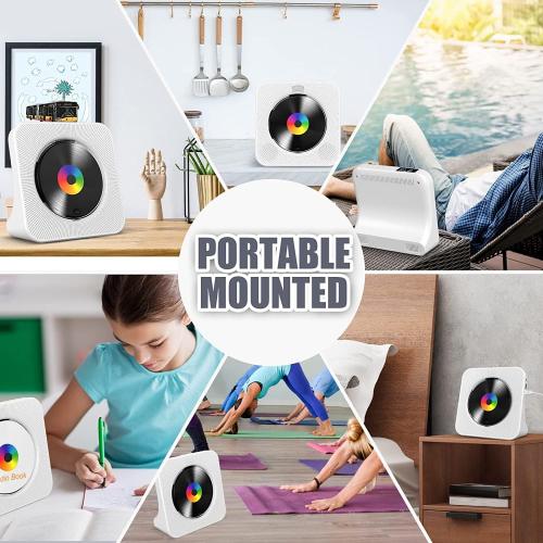 CD Player Portable Bluetooth Desktop CD Player for Home with Timer Built-in HiFi Speakers with LCD Screen Display Boombox FM Radio USB Type-c
