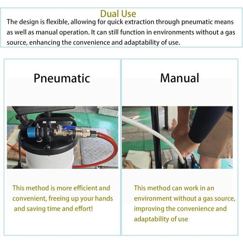 6.5L Oil Extractor - Pneumatic/Manual Vacumm Fluid Extractor Fluid Change Pump with Extended Oil Suction Hose and A Brake Bleeding Hose for Automotive Fluids Vacuum Evacuation