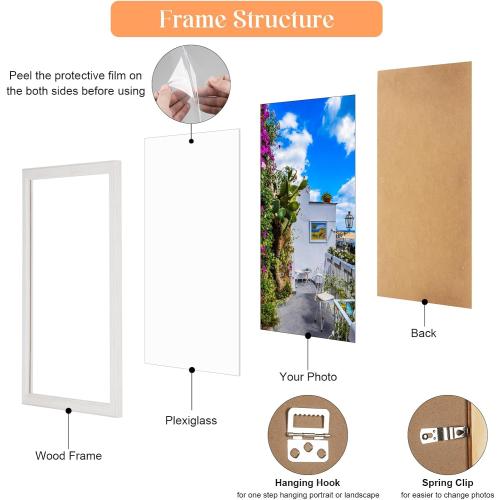 22x28 Wood Frame White, Modern Natural Woodgrain 28x22in Picture Frame, Rustic Wooden 22 x 28 inch Gallery Wall Photo Poster Frame with HD Plexiglass, Horizontal Vertical Wall Mounting Display 1pcs