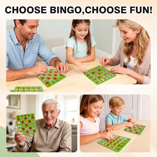 Regal Bingo - Shutter Slide Bingo Cards Only - 8” x 9” - 5-Ply Green Cardstock - Easy to Read - No Duplicates - Red Sliding Windows - Perfect for Large Groups, Bulk Purchasing