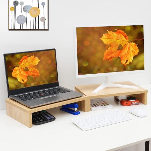 TEAMIX Wood Monitor Stand Riser-2 Packs, Maple