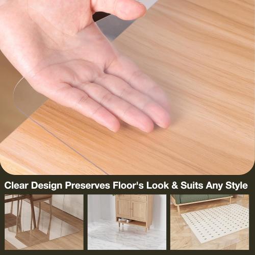 4x6 Crystal Clear Floor Mat 4×6ft, Upgraded Easy Flat Waterproof Vinyl Rug Cover, Stain-Resistant Plastic Area Rug Floor Protector for Kitchen, Dining Room, Indoor, Outdoor Mat