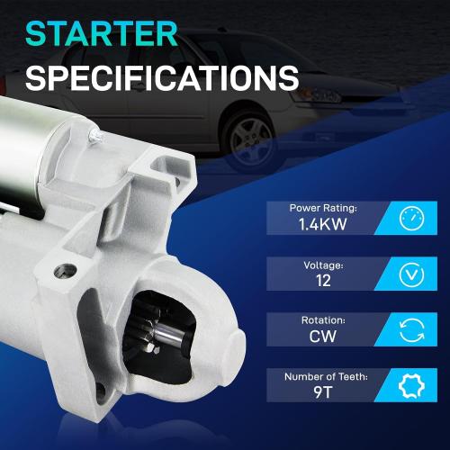 Starter Replacement New for 99-03 Chevrolet S10 2.2L, 97-05 Malibu 3.1L