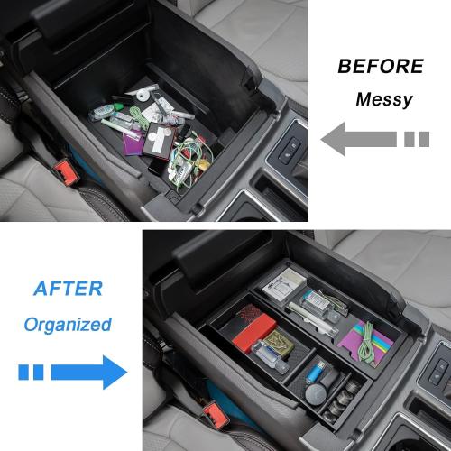 PIMCAR Center Console Organizer for Ford F150 2021 2022 2023, F150 lightning 2022 2023 Armrest Storage Box Accessories ABS Plastic (Work Great with The Factory Tray)-One Tray