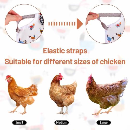 6Pcs Chicken Saddle for Hens, Chicken Aprons for Hens, Chicken Saddles Protector Poultry Hen Wing Back Protector with Elastic Strap Chicken Jacket Hens Saddles for Hen Feather Fixer Supplies