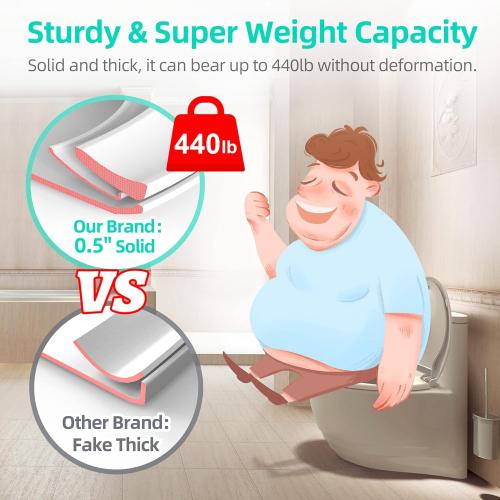 Elongated Toilet Seat with Built-in Potty Training Seat for Toddlers& Adults, Slow Close, Never Loosen, Heavy Duty, Ergonomic, Space Saving Toddler Toilet Seat(Elongated 18.5, Oval)