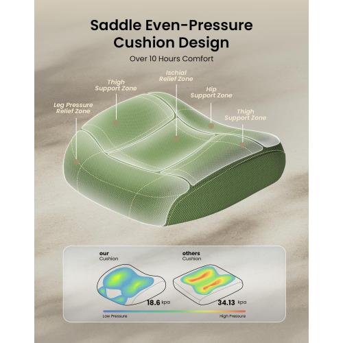 ProtoArc Ergonomic Office Chair, EC100 Big and Tall Desk Chair with Wintex Breathable Mesh, 30% Thicker Saddle Spring Cushion, Lumbar Support, Adjustable Headrest, Armrest - Gradient Green