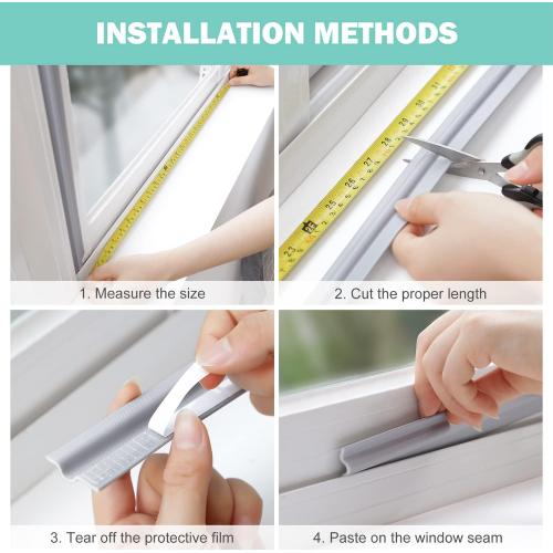 MOPMS Draft Stopper Sweep, Door Weatherproofing Stripping, Window Seal Strip Self-adhisive Soundproof Seal Strip Cuttable Window Weather Stripping, Length 6.56Ft- Black