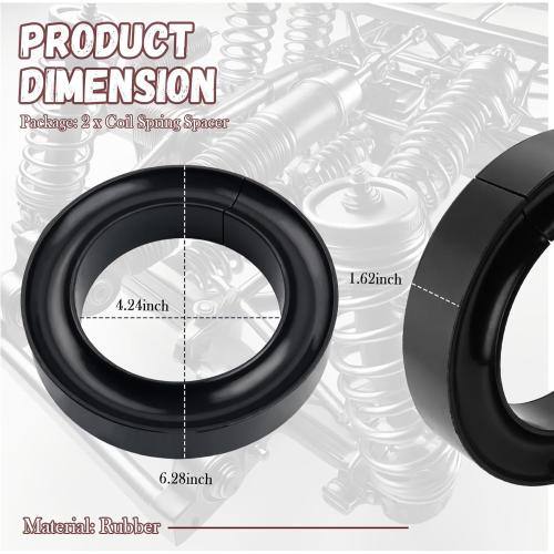 2PCS Coil Spring Spacers for Cars,Vibration Damping Rubber Coil Spring Insulator Suitable for 5-5.5OD Springs,Universal Coilovers Suspension Kit for Heavy Duty Sprung Support