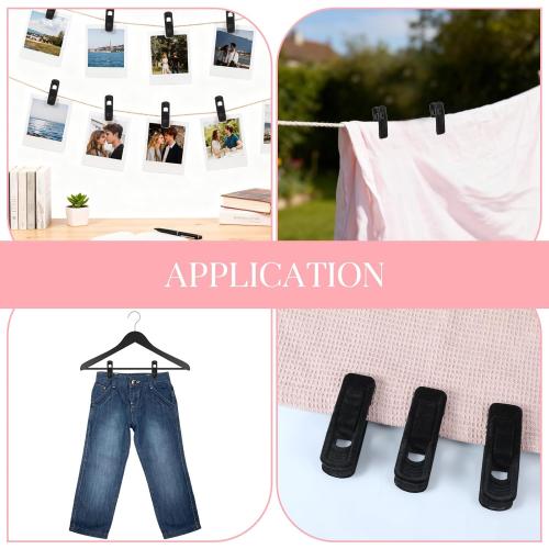 Black Velvet Hangers Clips, 80 Pack Strong Finger Clips Velvet Pants Hanger Velvets Clip Skirt Hanger Clip for Thin Velvets Clothes Suit Hangers