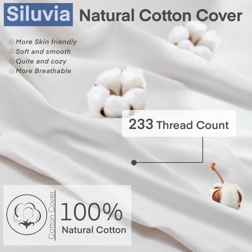 Siluvia 24x24 Pillow Inserts Set of 2 Square Throw 24 Euro Pillows with 100% Cotton Cover for Sofa, Couch, and Bed - White
