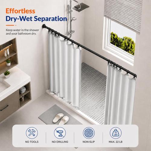 ALLZONE Heavy Duty Tension Shower Curtain Rod 42-83 Inches for Bathroom, Window, Non-Slip, Adjustable with Strong Spring Pole for Closet, Doorway, No Rust, No Drilling, Black‼️all hardware may not be included ‼️