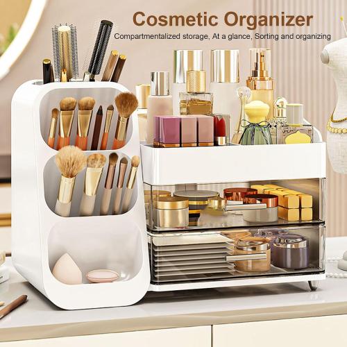 Cosmetic Display Case, Multi Compartment Skincare Storage Box Large Capacity Multi Layer Skincare Organizer for Lipsticks Skincare Makeup Tools