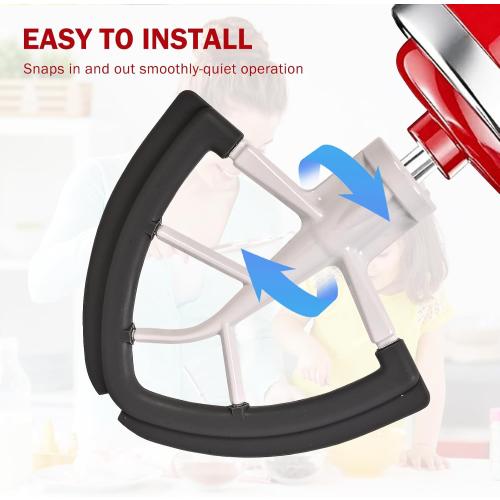 Flex Edge Beater for KitchenAid 4.5/5 Qt Tilt-Head Mixer – Flexible Silicone Edge kitchen aid paddle attachments, Auto-Scrape Bowl Scraper, For Kitchen Aid Accessories and Attachments (Gray)