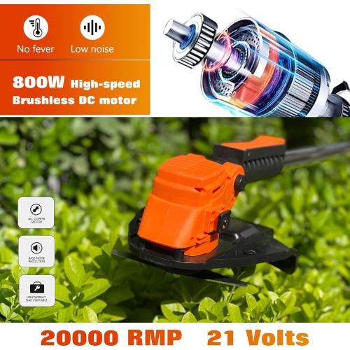 Electric Weed Wacker Eater Cordless Battery Powered, Weed Trimmer 21V Lightweight No-String with 2 Battery Operated & Wheels, 3 in 1 Stringless Grass Trimmer/Edger/Brush Cutter for Garden Yard Lawn‼️items missing‼️