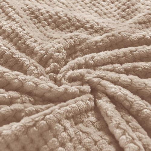Exclusivo Mezcla Fleece Throw Blanket Extra Large, Super Soft and Warm Blankets for Couch, Sofa and Bed Waffle Textured, Cozy, Fuzzy and Lightweight (Camel, 50x70 Inches)