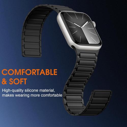 Witzon Magnetic Band Compatible with Apple Watch 45mm for Men 46mm 44mm 42mm 41mm 40mm 38mm 49mm Bands, Sport Silicone Strap Strong Magnet Link Wristband for iWatch Series 10 9 8 7 6 5 4 3 SE Ultra 2