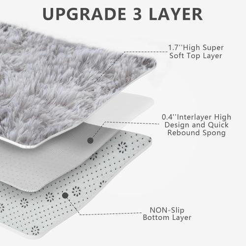 Shag Area Rugs for Bedroom Living Room,4X6 Ultra Soft Fluffy Area Rugs for Dorm, Indoor Carpet Nursery Rugs for Kids Room Home Decor,Tie-Dye Grey