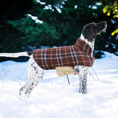 Size medium Kuoser Waterproof Dog Coat, Reversible Dog Jacket for Medium Dogs, Adjustable Durable Doggie Winter Coat Warm Puppy Cold Weather Apparel from Small to Large Breed, Brown M