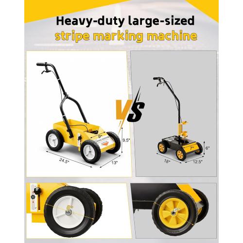 2395000 Heavy Duty High-Performance Striping Line Marking Machine, Parking Lot Striping Machine, Compatible with Professional Inverted Striping Spray Paint, 9.8 x 13 x 28.3, Yellow‼️needs heavy cleaning and missing piece‼️