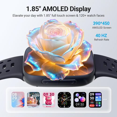 Smart Watches for Men Android iPhone (2 Bands), 1.85 AMOLED Screen Smartwatch Fitness Tracker 3ATM Waterproof with Bluetooth Calls, AI Control, Heart Rate/SpO2/Sleep Monitor, 7 Days Battery