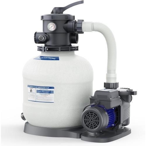 OFF GREY AQUASTRONG 14in Sand Filter Pump for Above Ground Pool with Timer, 2/3 HP Pool Pumps Above Ground 3000 GPH for Pools up to 13000 GAL, Pool Filter with 6-Way Valve, Improved Circulation and Filtration