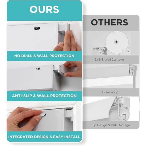 Joydeco No Drill Zebra Blinds for Windows, Cordless Dual-Layer Privacy Zebra Shades for Indoor Windows, Easy to Install, Light Filtering Sheer Blinds for Home (Off-White,35 W x 75 H)