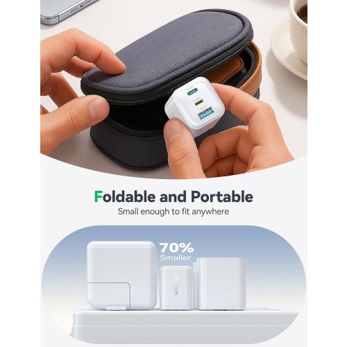 JOYROOM iPhone Charger Fast Charging, 3 Port 30W GaN USB C Charger Block, Portable Compact Type C Charging Block with Foldable Plug for iPhone17/16/15/14/13/12 Series, iPad, Galaxy and More