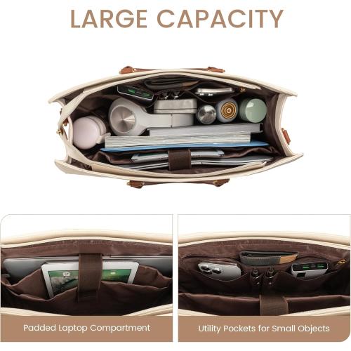 LOVEVOOK Laptop Bag for Women 17.3 Inch Laptop Tote Bag Vintage Leather Work Bags for Women Professional Computer bag