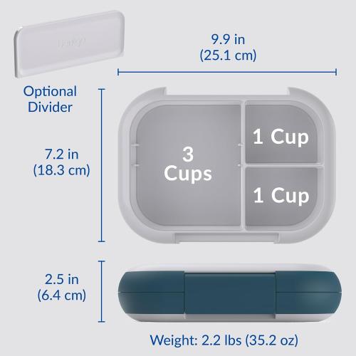 Bentgo Chill Max Leak-Proof XL Lunch Box - Included Ice Pack Keeps Food Cold; 5-Cup Capacity for Adults & Ages 8 , 3 or 4 Compartment Bento Box, BPA-Free, Dishwasher Safe (Fog & Deep Teal)