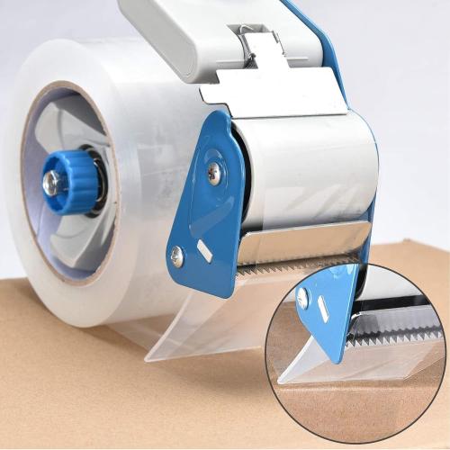 FCLMHD 2 Inch Tape Gun Dispenser with 2 Inch Carton Packing Tape, Lightweight Industrial Side Loading Tape Dispenser - Blue(2Inch