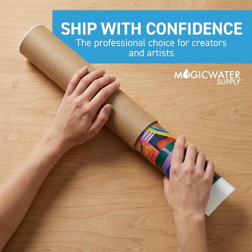 MagicWater Supply 6x24 Inch Kraft Mailing Tubes with End Caps, Heavy Duty Round Shipping Tubes for Large Posters, Blueprints, Art, Crafts and Documents - Durable, Recyclable - 1 Pack, Made in the USA