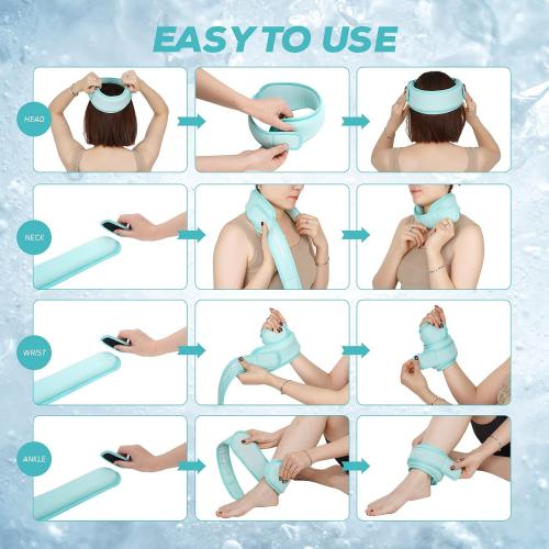 Neck Ice Pack Wrap,Cervical Ice Pack,Cold Compress Ice Packs for Injuries Reusable Cold & Hot Therapy Adjustable Flexible Gel Migraine Ice Head Wrap for Neck Pressure (Iceblue)