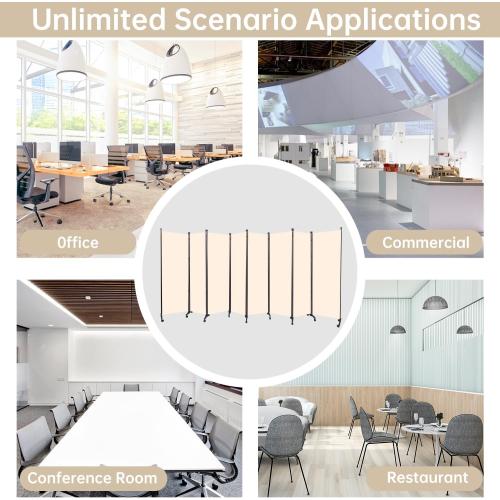 Room Divider 8 Panel Room Dividers/Wheels, Fabric Room Divider Panel for Office Room Partitions and Dividers, Portable Partition Wall Divider for Room Separation, Freestanding Privacy Screen Indoor