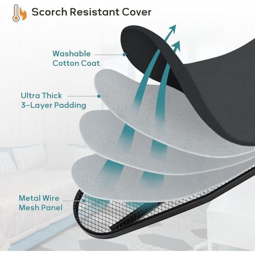 Ironing Board 48x15 in, RAINHOL Large Heavy Duty Ironing Boards Full Size with Pad and Cover, Height Adjustable Iron Stand with Storage Tray and Iron Rest, Black