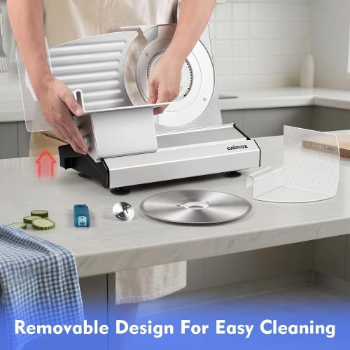 CUSIMAX Meat Slicer,9Electric Food Slicer with 2 Stainless Steel Blades,1-20mm Adjustable Thickness for Home Use,Removable Food Carriage for Easy Cleaning