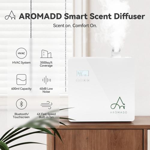 2025 Upgraded 3500 Sq.Ft Smart Scent Diffuser - HVAC System, Whole House Aroma & Hotel Collection Diffuser, Waterless Essential Oil Diffuser for Home Large Room, Cold Air Tech, 600mL (Pure White)