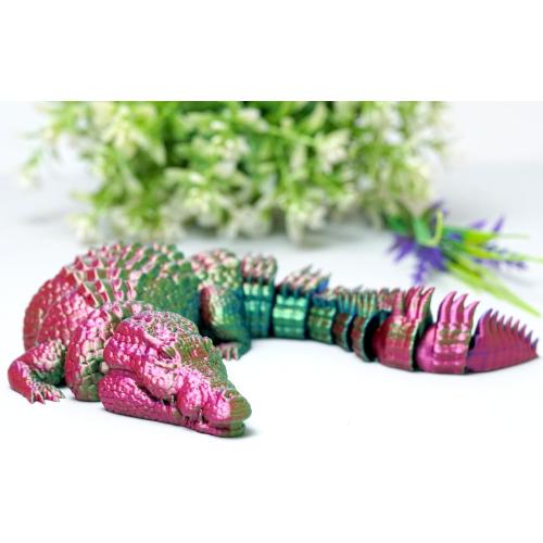 3D Printed Crocodile Model,Flexible Realistic Articulated Toys,Mystery Figurines Gifts for Easter,Executive Desk Funny Décor and Festival Collectible,Easter Basket Stuffers (RGB)