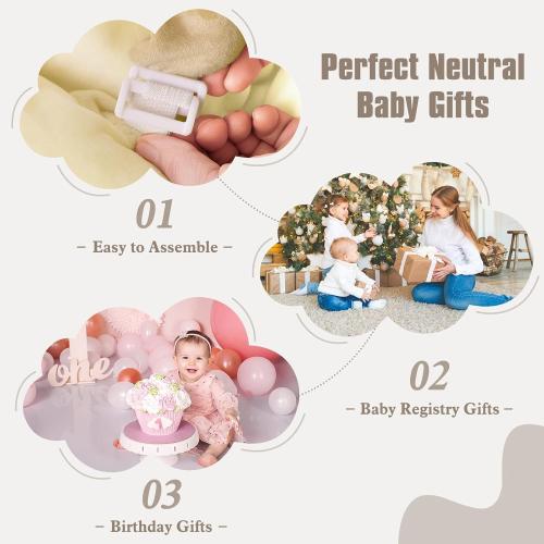 5-in-1 Plush Baby Play Gym & Activity Mat, Baby Play Mats, Baby Gym with Convertible Design, Tummy Time Mat with Pillow, 6 Sensory Toys for Newborn to Toddler, Cream