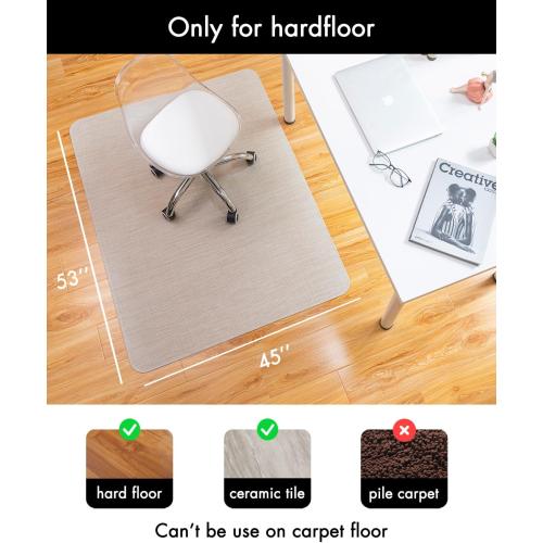 Office Chair Mat for Hardwood Floor Under Desk Computer Rolling Chair Mat for Wood/Tile Floor Non-Slip Heavy Duty Desk Rug PVC Plastic Hard Floor Protector 45x 53 (Parchment)