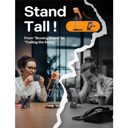 LISEN Cell Phone Stand Phone Holder for Desk Office Decor, Office Desk Accessories Women PC Gaming Essentials iPhone Stand Gadgets Men Gift for Father Fit OtterBox Case Switch iPad Air Tablet 4-10 in