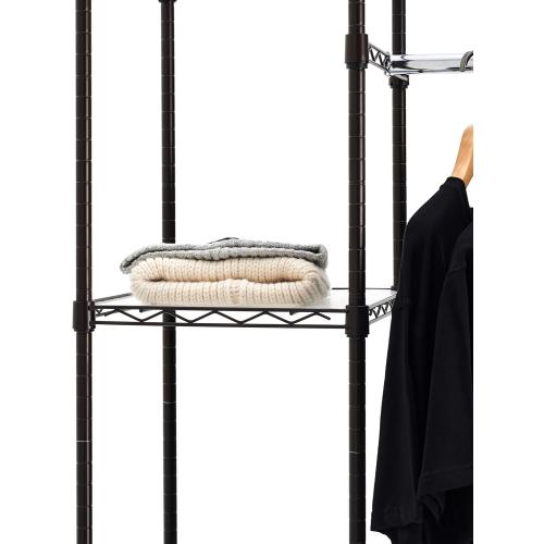 Size 57-80''L x 14''W x 72''H, Bronze Amazon Basics Expandable Metal Hanging Closet Organizer and Storage Rack Wardrobe with Shelves, 57-80''L x 14''W x 72''H, Bronze