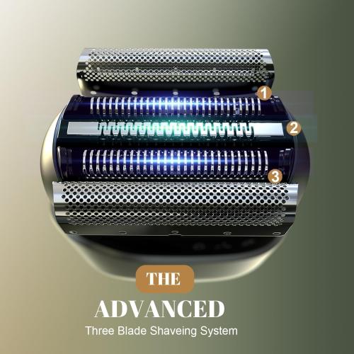 Mini Electric Razor, Upgraded Electric Shaver for Men, Foil Shaver for Men with 3 Blade Heads Floating Head IPX7 Waterproof Wet/Dry LED Display USB Type C Light Gray