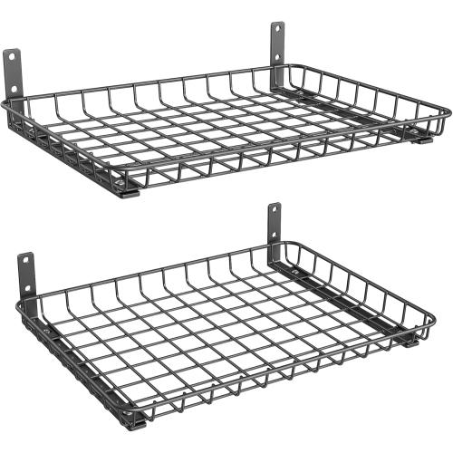 TORACK 2-Pack 12x18 inch Wall-Mounted Shelves, Garage Wall Shelf for Closet & Laundry Room, Heavy-Duty Floating Shelves Hold Up to 60 lbs(Black)